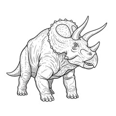 Fototapeta premium Triceratops Dinosaur Line Art Illustration