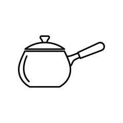 Obraz premium Kitchen saucepan with lid line icon