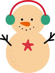 Summer Christmas Sand Snowmen design.
Sand snowman decorated with starfish.
Holiday Beach Snowman flat vector illustration isolated.
Christmas sand snowman isolated svg.