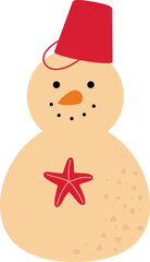 Summer Christmas Sand Snowmen design.
Sand snowman decorated with starfish.
Holiday Beach Snowman flat vector illustration isolated.
Christmas sand snowman isolated svg.
