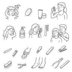 Set of web icons for beauty and spa in linear style. Spa treatments, skin and hair care, . Vector illustration.
