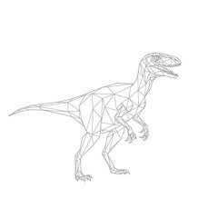 Fototapeta premium Geometric raptor dinosaur line art