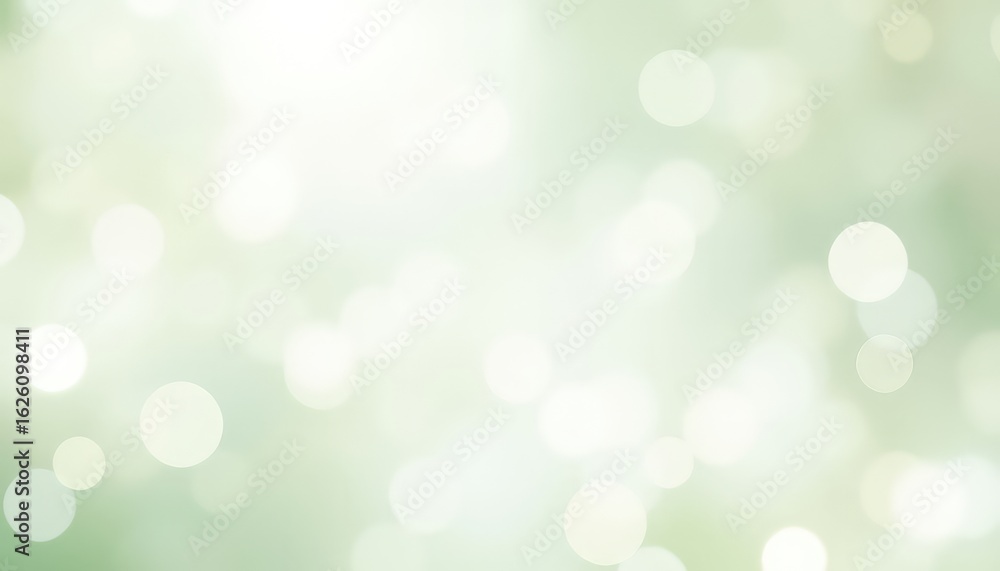 Poster gentle light green abstract bokeh background with soft circles and blurred elements for a calm and s
