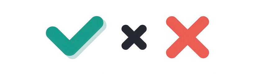 Fototapeta premium Teal checkmark and red X (1)