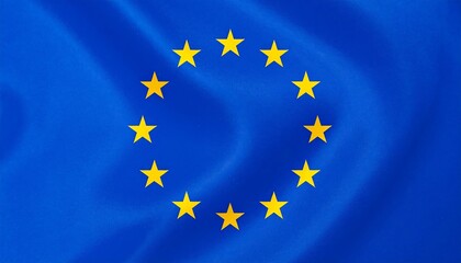 "European Union flag with circle of gold stars on blue, symbolizing unity and shared European identity"