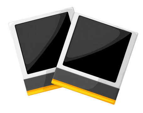 Two blank instant photos, overlapping