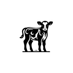 Fototapeta premium Stylized Black and White Calf Silhouette.
