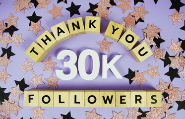 Thank You 30000, 30K Followers congratulation and celebration social media subscribers and followers