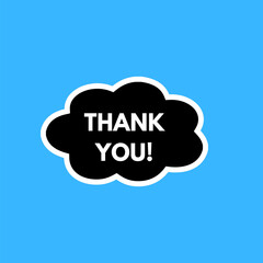 Fototapeta premium Thank you label badge blue cloud shape greeting message icon design