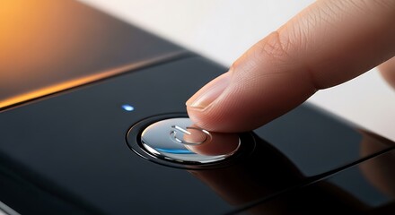 Finger pressing power button on black device technology