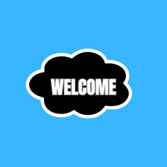 Welcome badge label icon black cloud style text symbol design template
