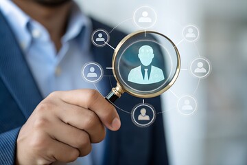 Hr, HRM, Human resources management concept. Check resume, Screening employee information, job applicants, Employees must complete the online survey form, answer the test questions..