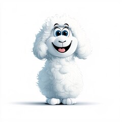 Obraz premium Cute and Friendly Cartoon Sheep Character with Big Eyes and Smile