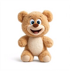Cute Plush Bear Toy with Cheerful Expression and Soft Fur Texture