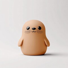 Cute Cartoon Seal Toy with Simple Design on a Neutral Background