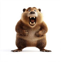 Cheerful cartoon character of a happy smiling furry animal