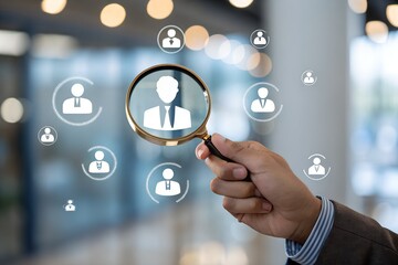 Hr, HRM, Human resources management concept. Check resume, Screening employee information, job applicants, Employees must complete the online survey form, answer the test questions..