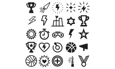Award, Trophy & Medal Icons Winner Badge Vector Set