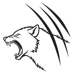 Scratch Marks Forming Grinning Mouth Silhouette Vector Isolated on Transparent Background for Horror Design