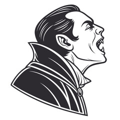 Vampire Fangs Silhouette Vector Isolated on Transparent Background for Halloween and Horror Design