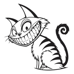 Twisted Crazy Grin Silhouette Vector Isolated on Transparent Background for Creepy Horror Design