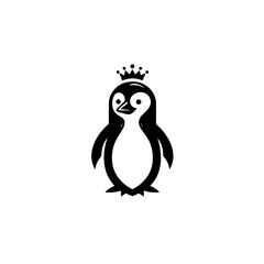 Obraz premium Royal Penguin Character with Crown Logo.
