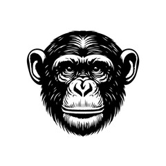 Obraz premium Striking Black and White Chimpanzee Face Illustration.