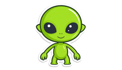 Green Alien Patch Design isolated on solid white background Png form