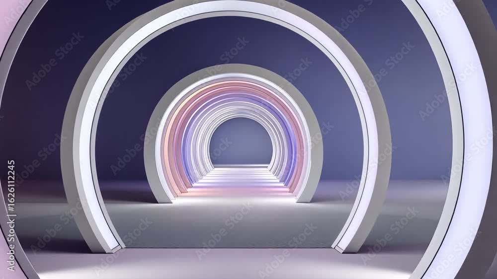 Poster modern architectural design illuminated arches create vibrant tunnel of tranquility and innovation w