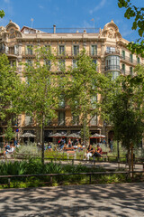 Der Superblock Eixample, autofreier und für Fußgänger geöffneter Bereich in der Innenstadt von...