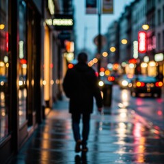 Fototapeta premium people walking on the street at night