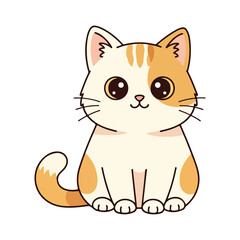 Obraz premium Cute Sitting Cat Vector Illustration in Flat Style with Warm Colors