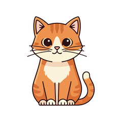 Obraz premium Cute Sitting Cat Vector Illustration in Flat Style with Warm Colors