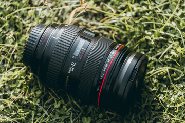 camera lens on grass