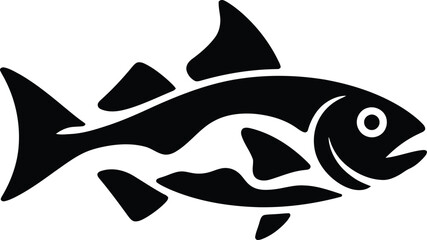 Fototapeta premium Hand drawn textured silhouette of a salmon fish swimming in the ocean silhouette