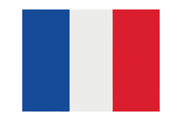 National flag of france, a tricolor featuring three vertical bands colored blue, white, and red, isolated on white background