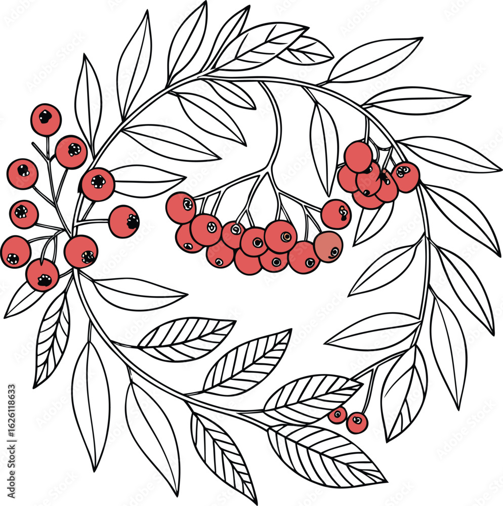 Aufkleber a seamless vector pattern with red currants and leaves on a branch