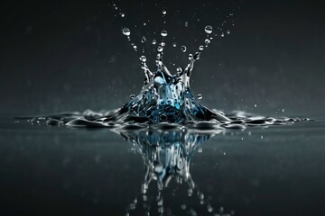 Dynamic water splash explosion with reflective surface