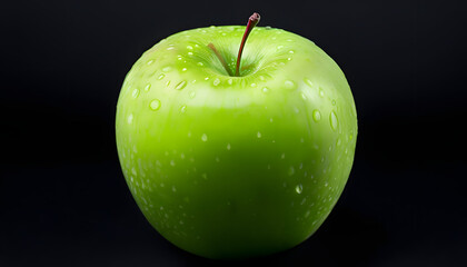 green apple on black background