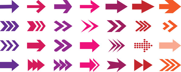 Set of colorful arrow icons. Collection arrows sign. colorful arrow icon set. Arrow. Cursor. Arrow vector icon. Simple arrow set. Vector illustration 