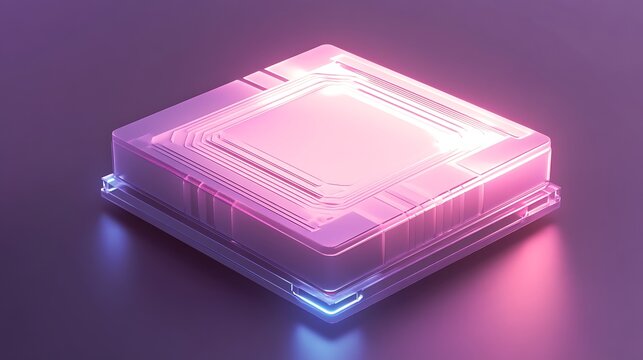 A sleek digital chip with a smooth surface, geometric traces, and subtle glow - Powered by Adobe