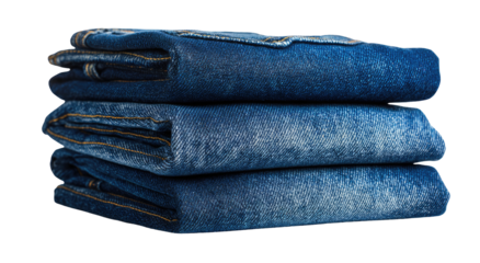 Stack of folded blue jeans