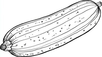 Fototapeta premium Simple black and white drawing of a zucchini