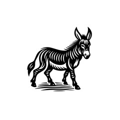 Obraz premium Stylized Black and White Donkey Illustration.