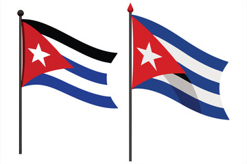 Cuban flags waving on poles, isolated on white background © Pixel Art
