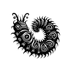 Tribal Black Swirl Caterpillar Design.