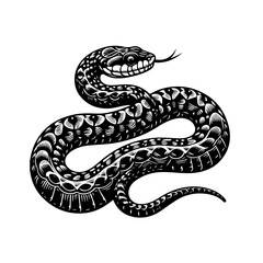 Obraz premium Intricate Black and White Snake Illustration.