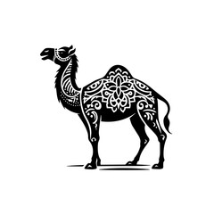 Fototapeta premium Ornate Black Camel Silhouette with Intricate Patterns 1.