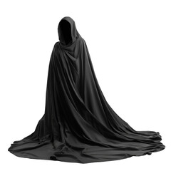 Naklejka premium Dark hooded figure cloaked in shadow isolated on transparent background