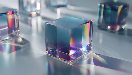 abstract blue glass cube